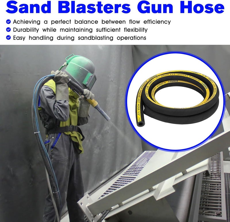 JIOTAR Sand Blaster Hose FOR Heavy Duty Rubber Sandblaster Hose Sandblasting Gun Sandblaster Cabinet - 1/2" ID, 1" OD,10 Ft Long - Image 2